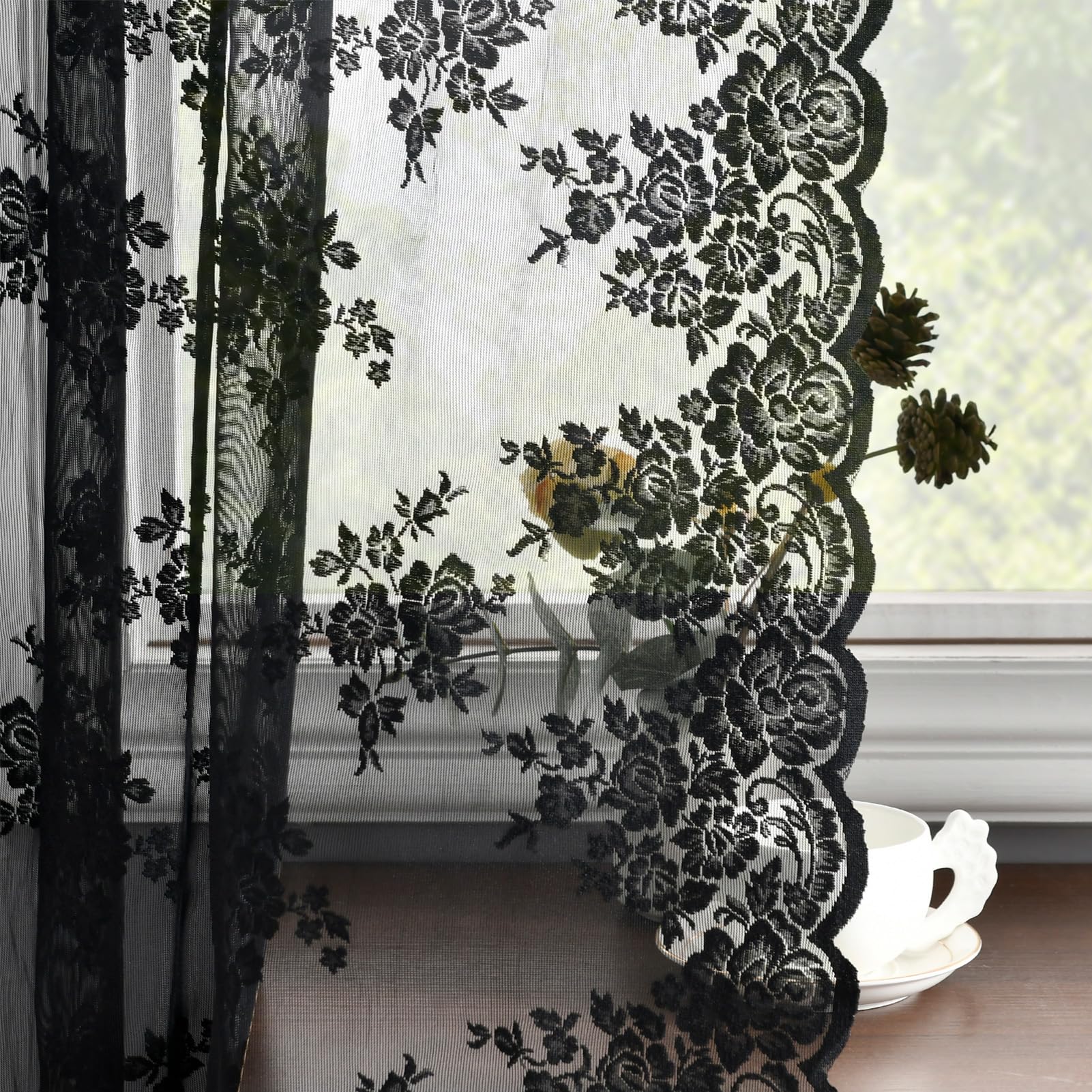 Sunlight filtering through Kotile lace creating a soft daytime ambience