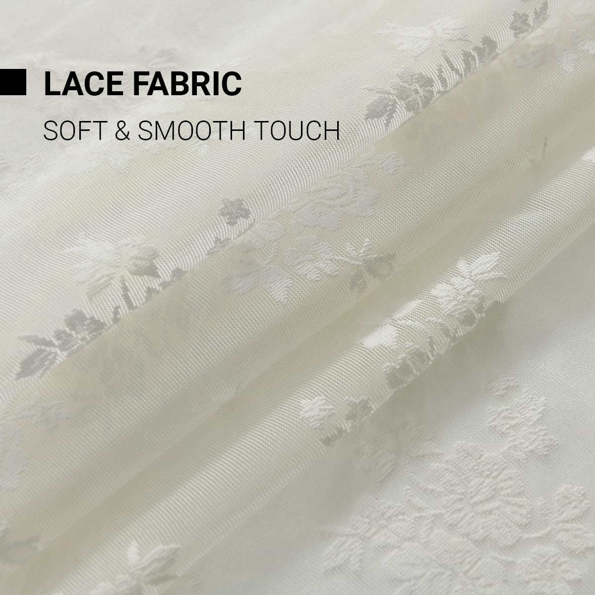 Kotile Ivory Lace Curtains catch a gentle breeze for graceful movement