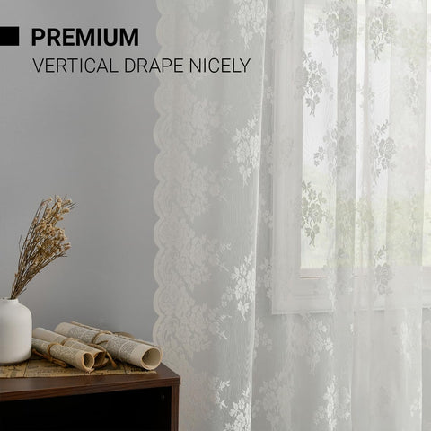 Kotile Ivory Lace Curtains pair includes two panels for full coverage