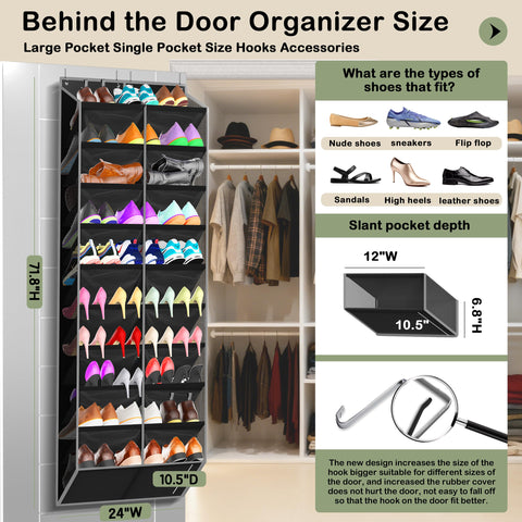 Kotkn 10-tier hanging organizer with breathable hex mesh sides for fresh footwear.