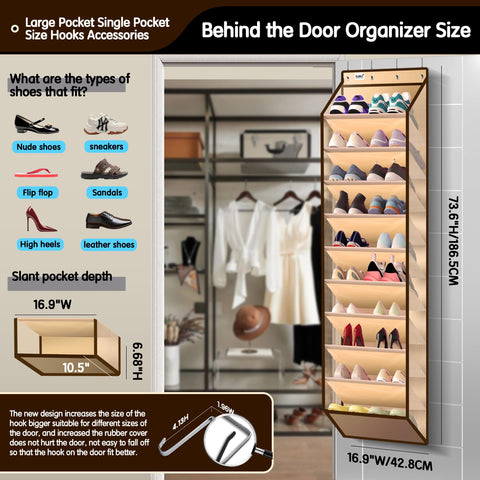Kotkn 10-tier organizer on door side view shows sturdy construction for daily use.