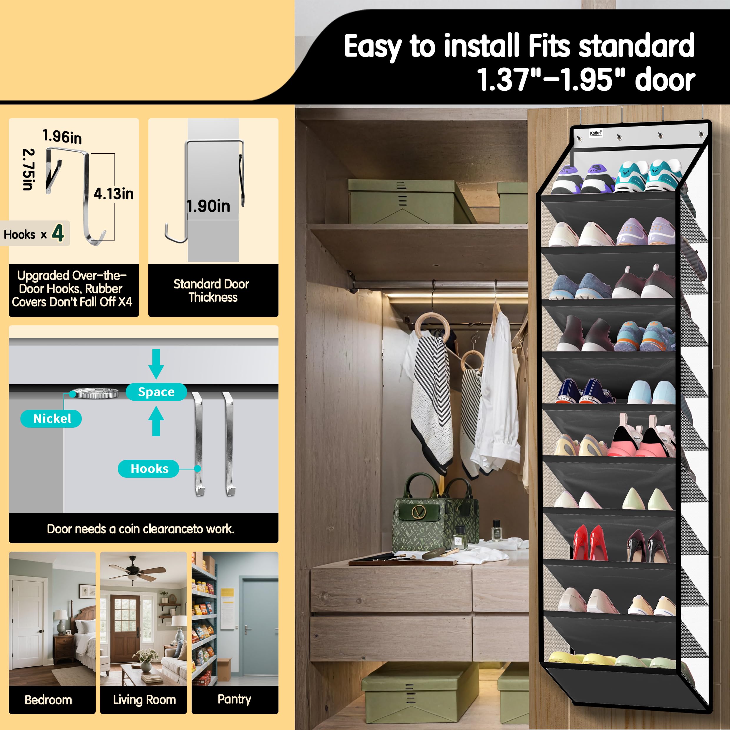 Kotkn boot and sneaker storage maximizes closet space.