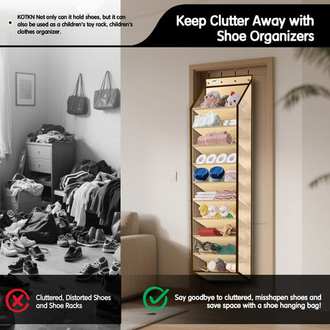 Kotkn door hooks in use demonstrate tool-free installation.