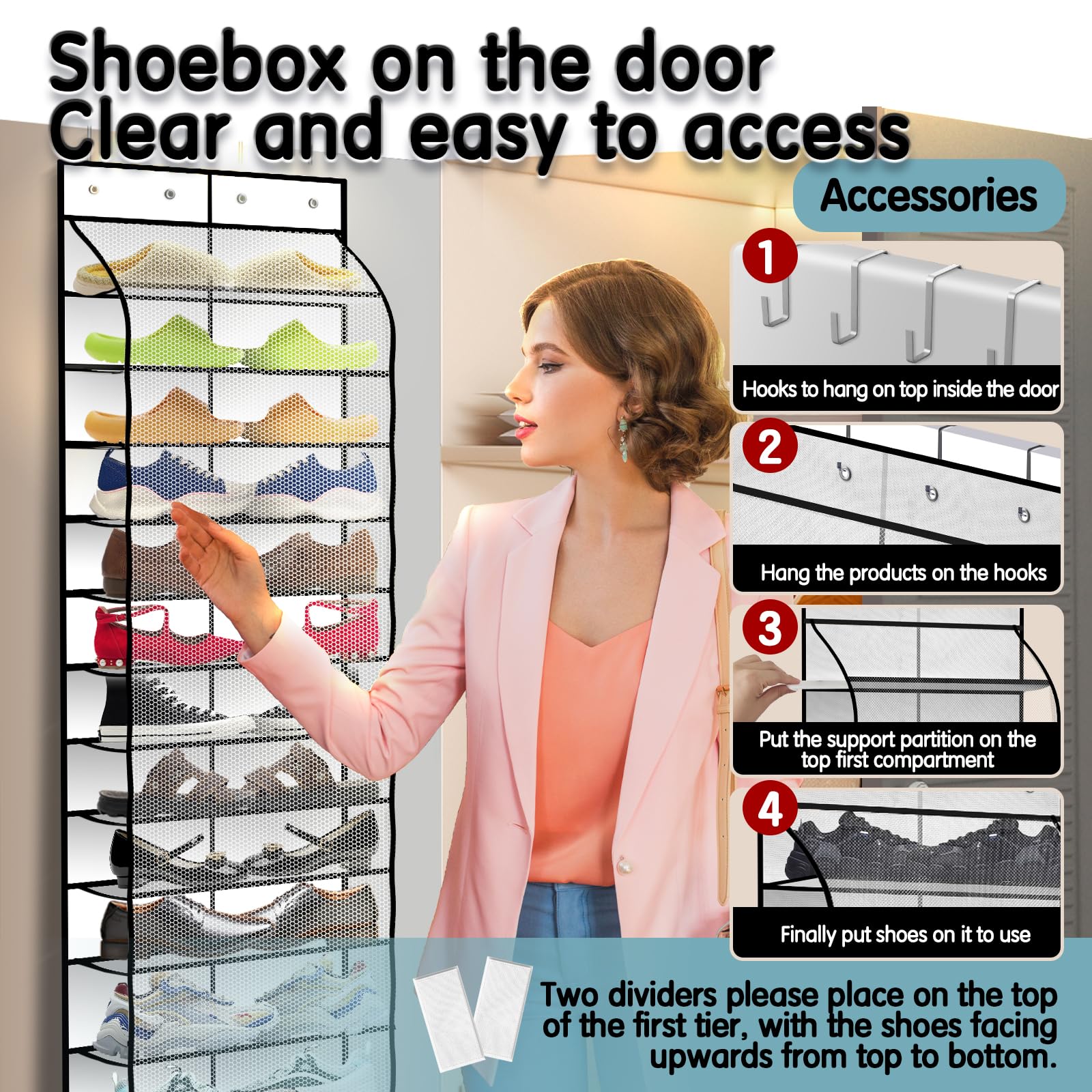 Kotkn four heavy-duty hooks enable versatile door mounting and extra storage.