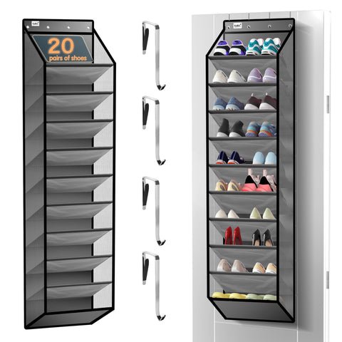 Kotkn 10-tier over-the-door organizer with deep pockets keeps boots organized and visible.