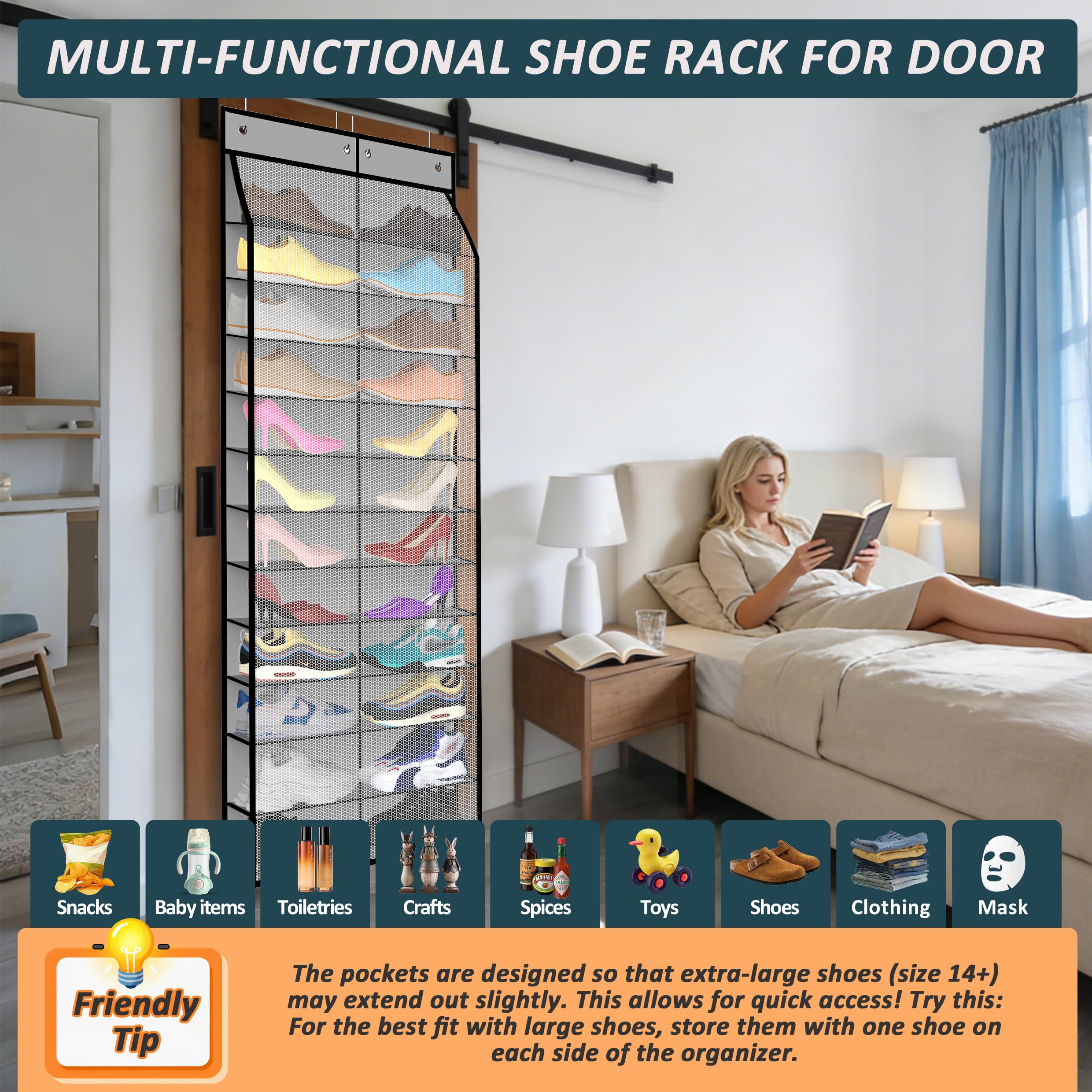 Kotkn double-sided design doubles storage on any standard door.