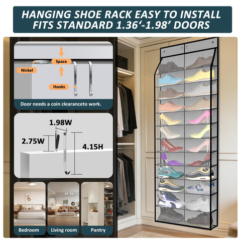 Kotkn adjustable hanging hooks with non-slip sleeves keep the rack secure.