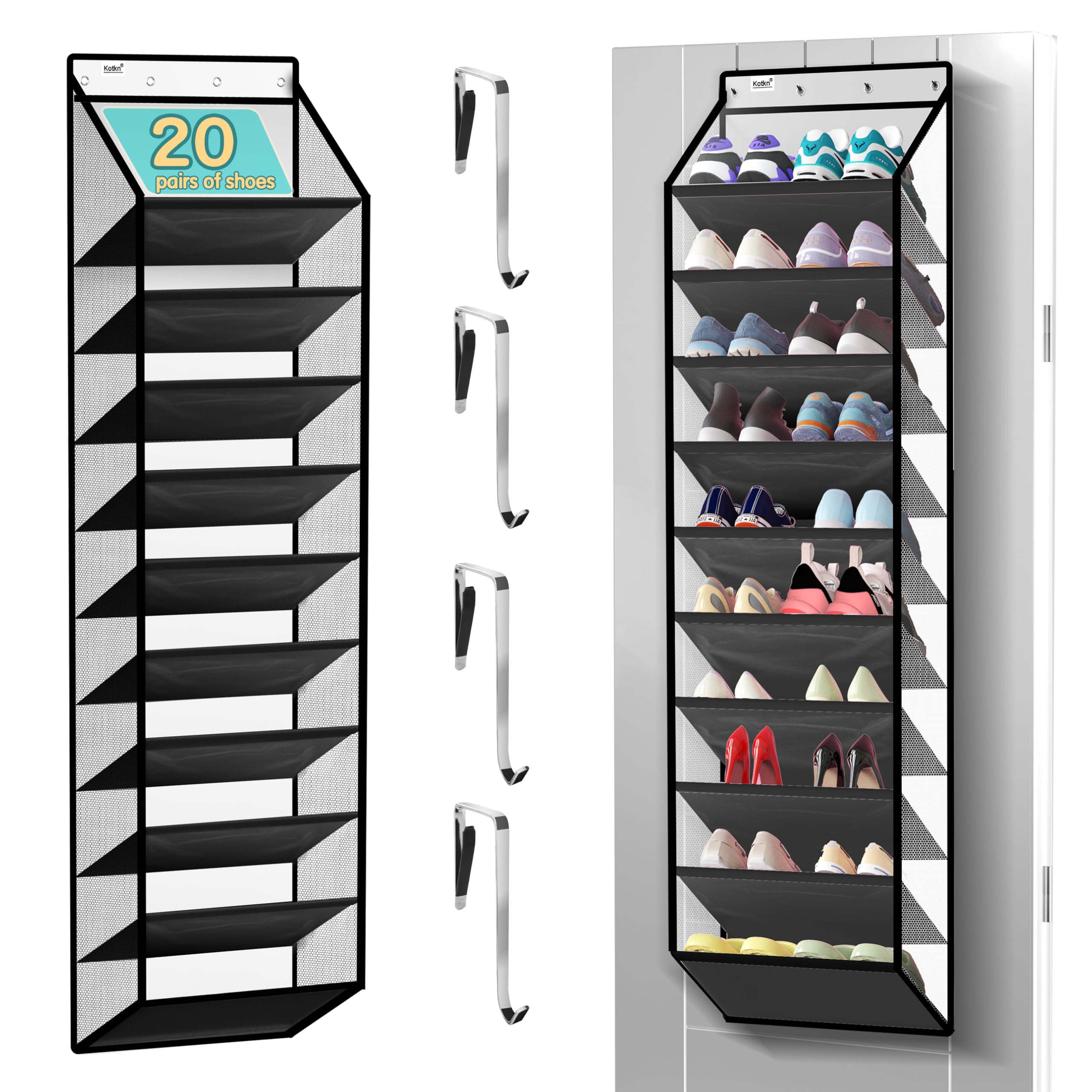 Kotkn over-the-door shoe rack setup for easy installation and space savings.