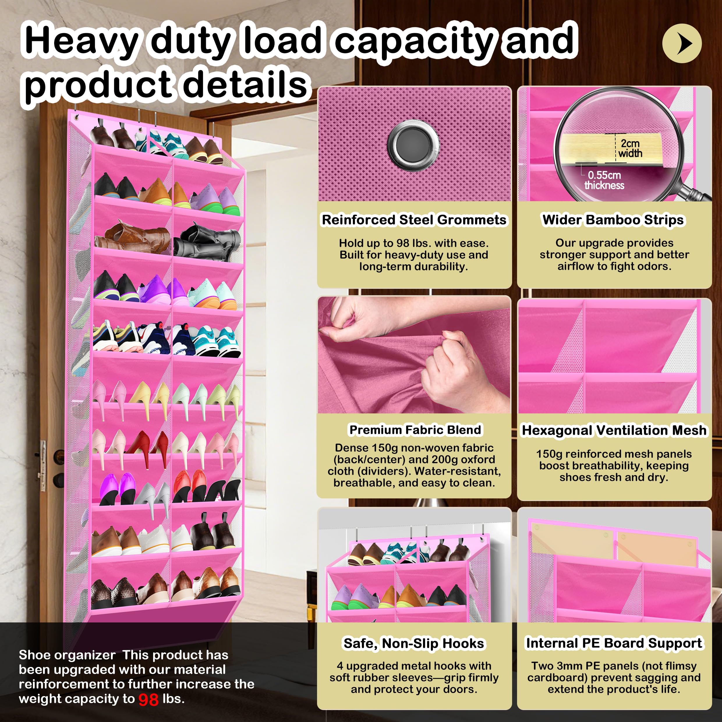Kotkn Oxford fabric dividers resist sagging under heavy footwear.