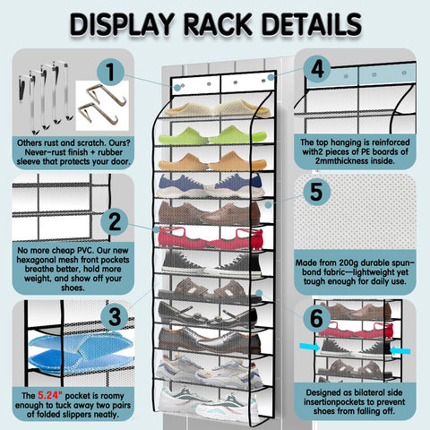 Kotkn shoe organizer features slotted pockets for quick access to footwear.