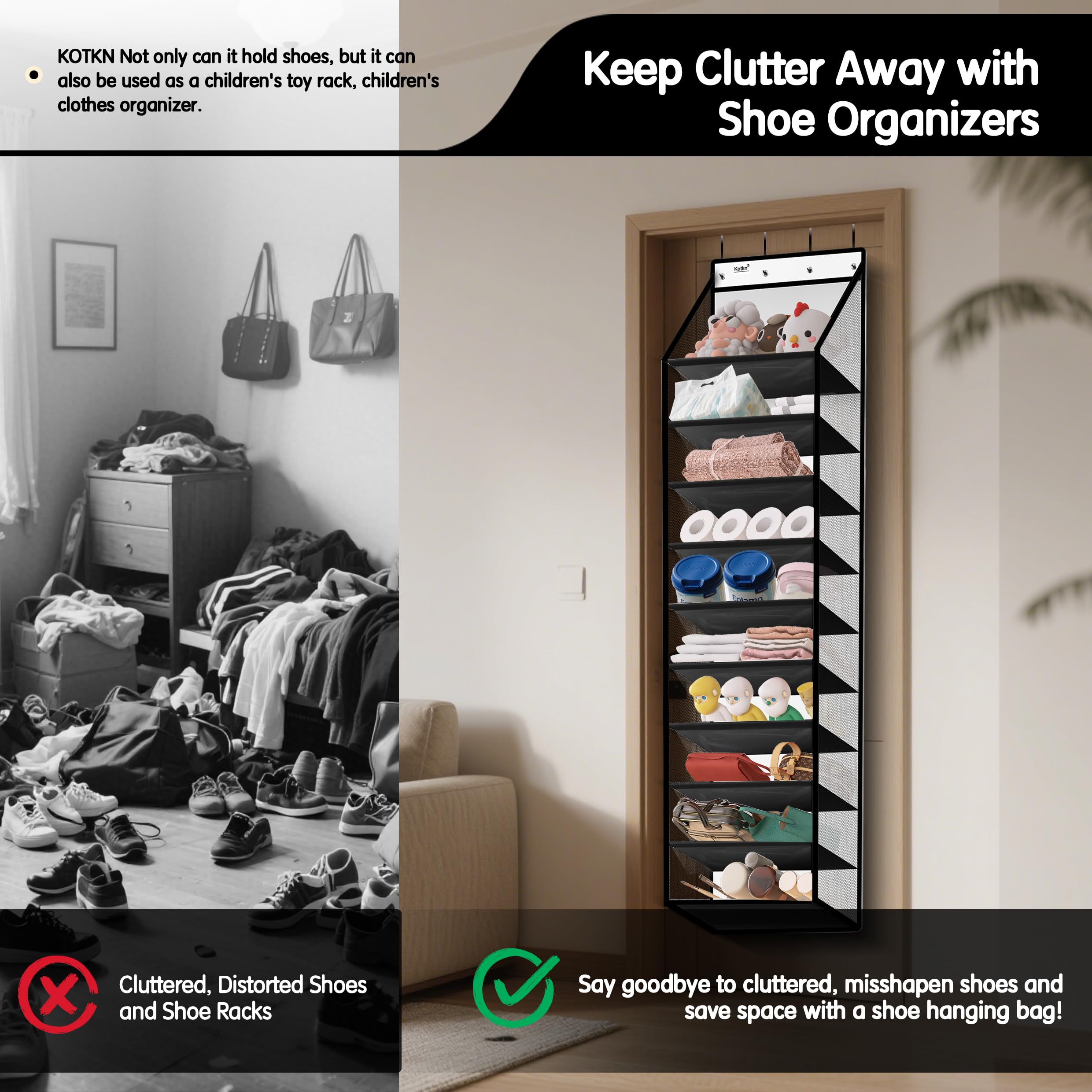 Kotkn space-saving closet organizer ideal for small homes and busy households.