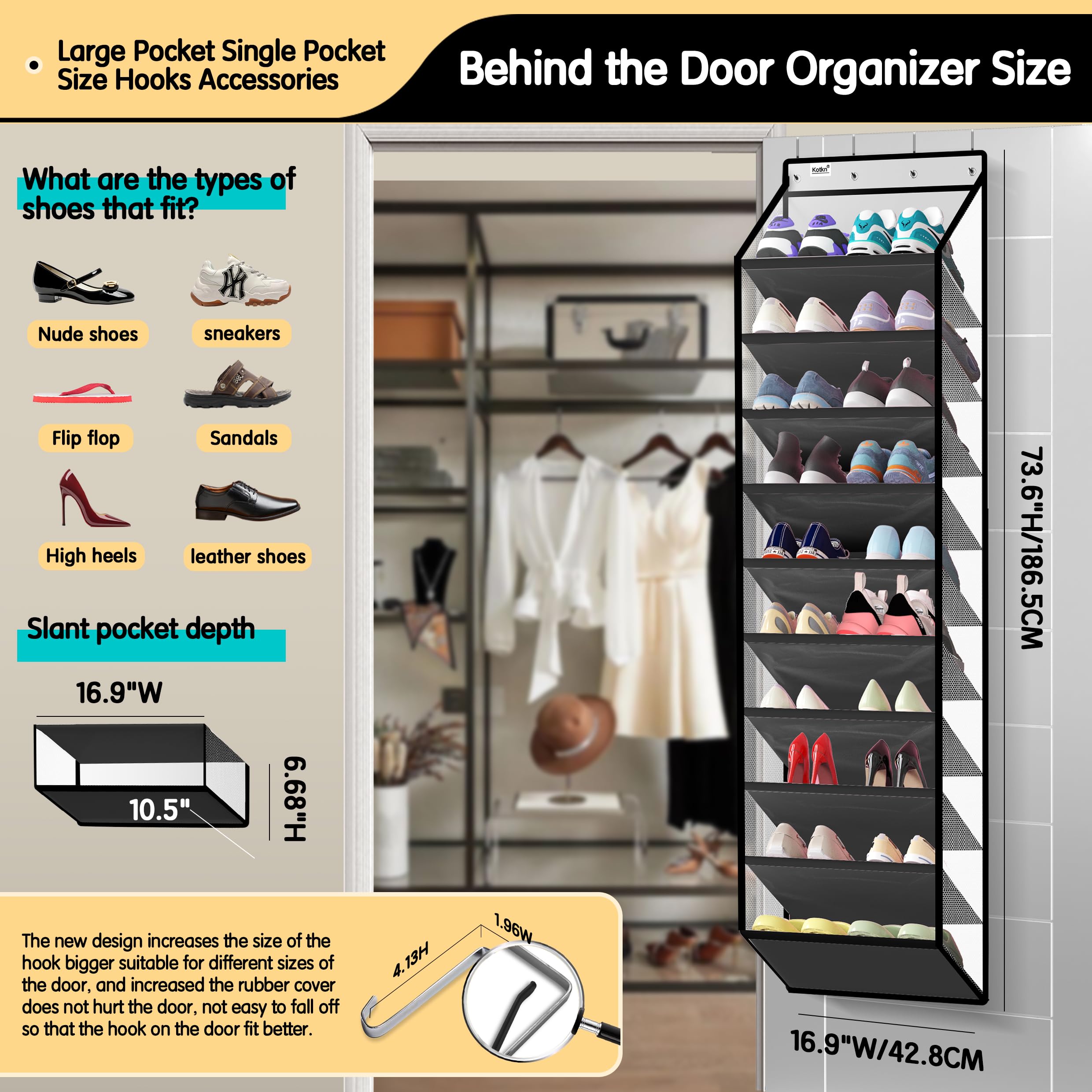 Kotkn 10-tier pocket design with deep slanted compartments for easy access.