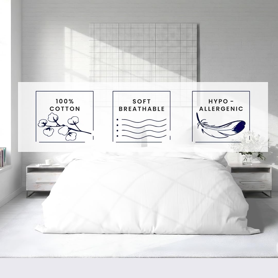Kotton Culture white duvet cover on bed with cool crisp look