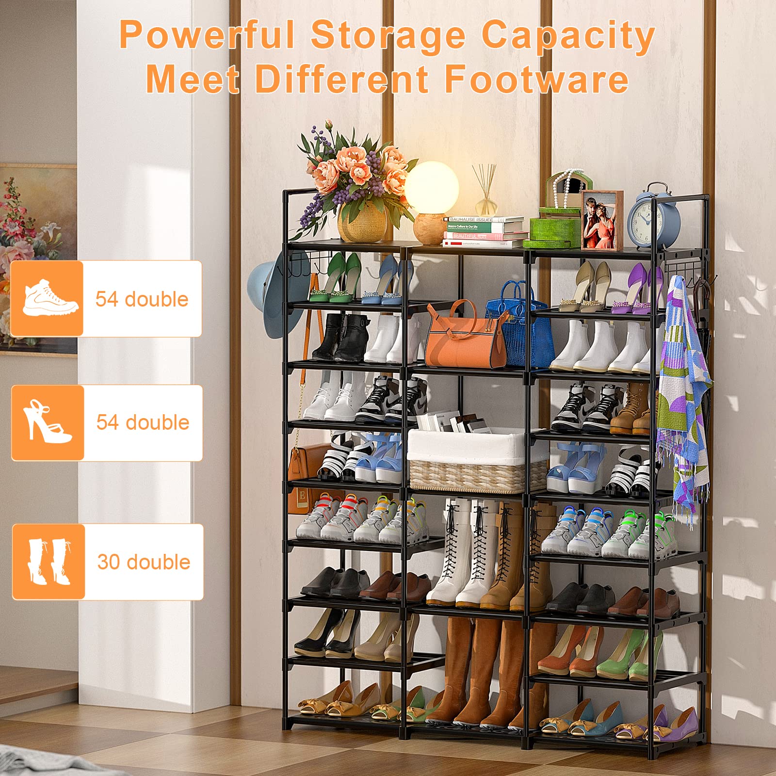 Kottwca 9-Tier in closet demonstrates organized footwear with easy access