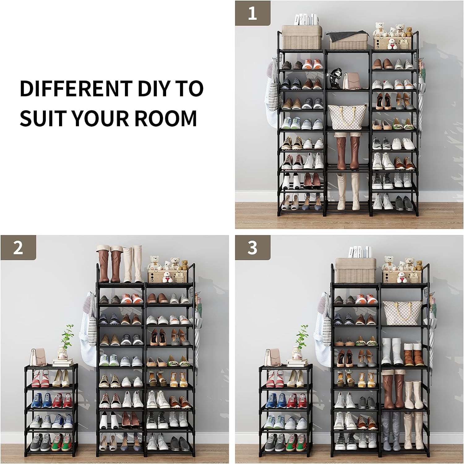 Kottwca 9-Tier rack with hooks demonstrates added hanging options