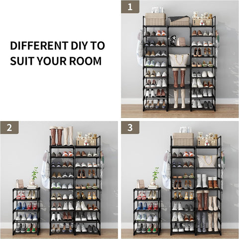 Kottwca 9-Tier rack with hooks demonstrates added hanging options