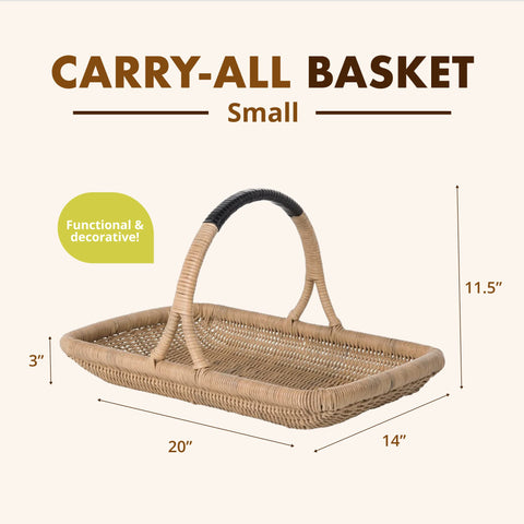 Kouboo arch-handle basket shows ergonomic carry for transport and serving