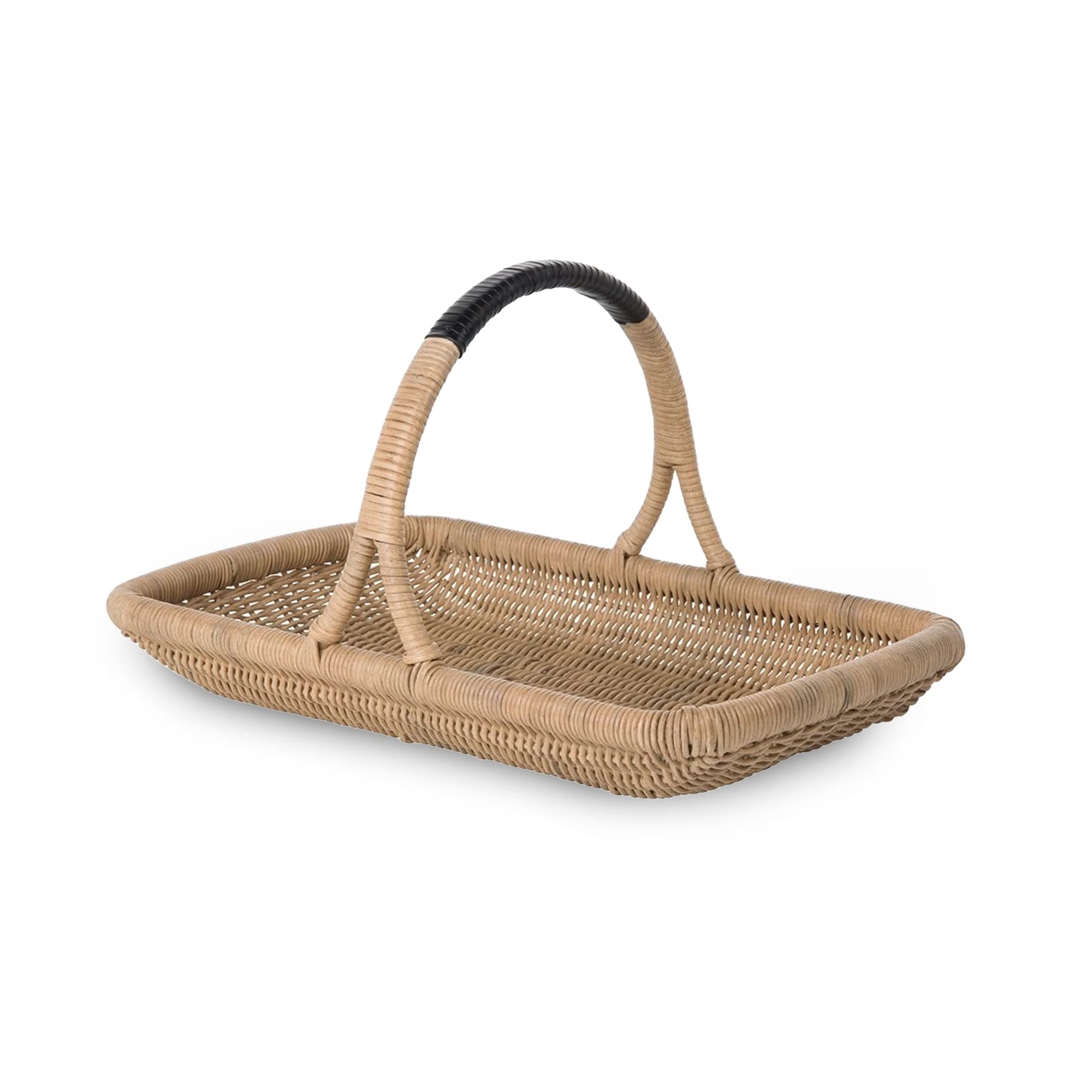 Kouboo vegetable and flower wicker basket with natural handwoven texture for garden harvest and display