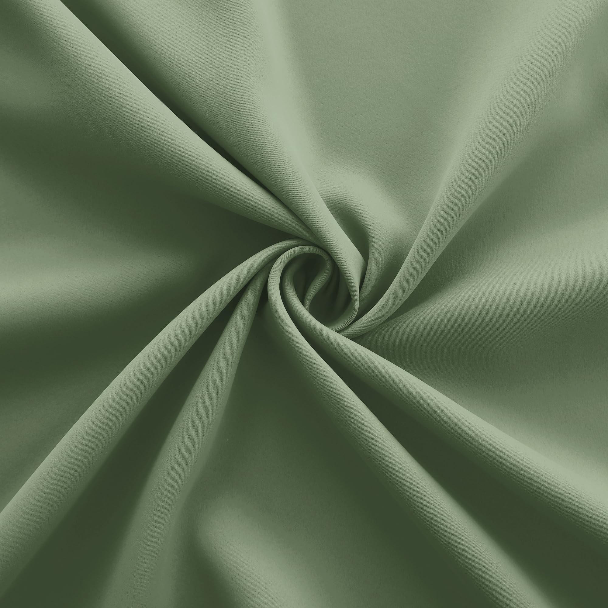 KOUFALL Sage Green blackout curtain panel ready to install on a standard rod.