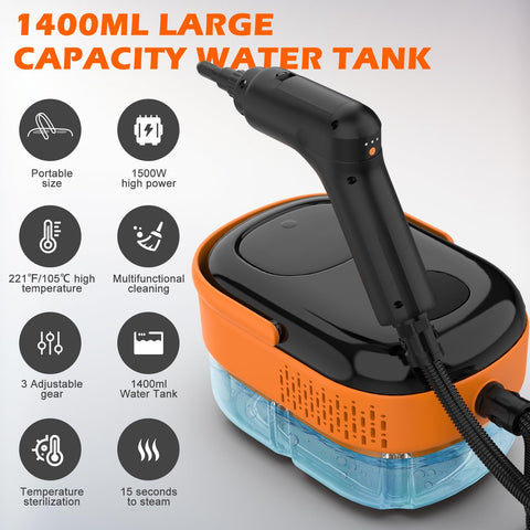 Koutop steam cleaner 1400ml tank for extended cleaning sessions