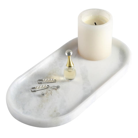 Koville African natural marble decorative tray keeps jewelry and perfumes organized.