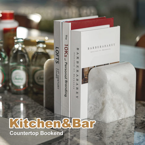 Koville gift-worthy natural marble bookends from Namibia elevate shelves.