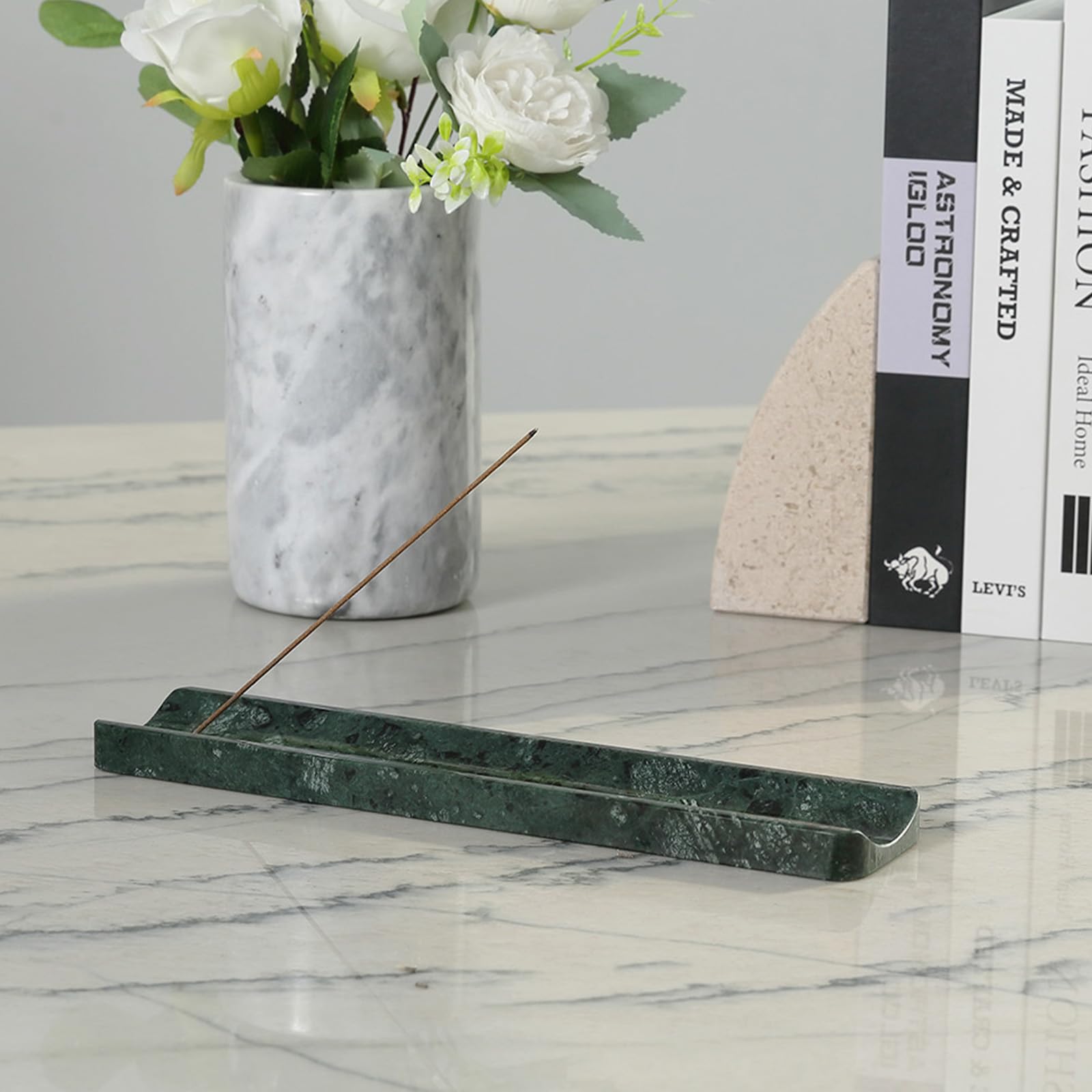 Koville incense holder features a non-slip bottom for furniture protection