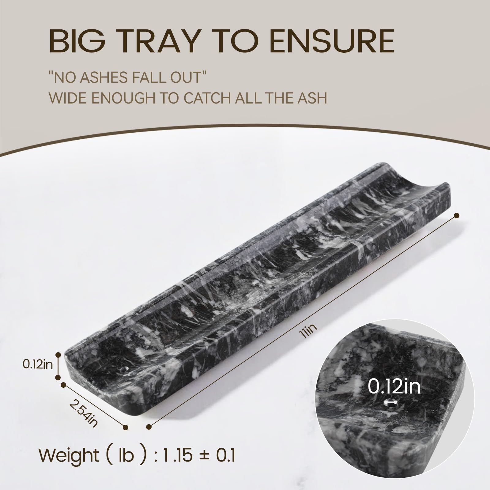 Koville marble incense holder with 3mm holes for standard incense sticks.