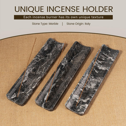 Koville marble incense holder ash groove captures ash neatly, reducing mess.