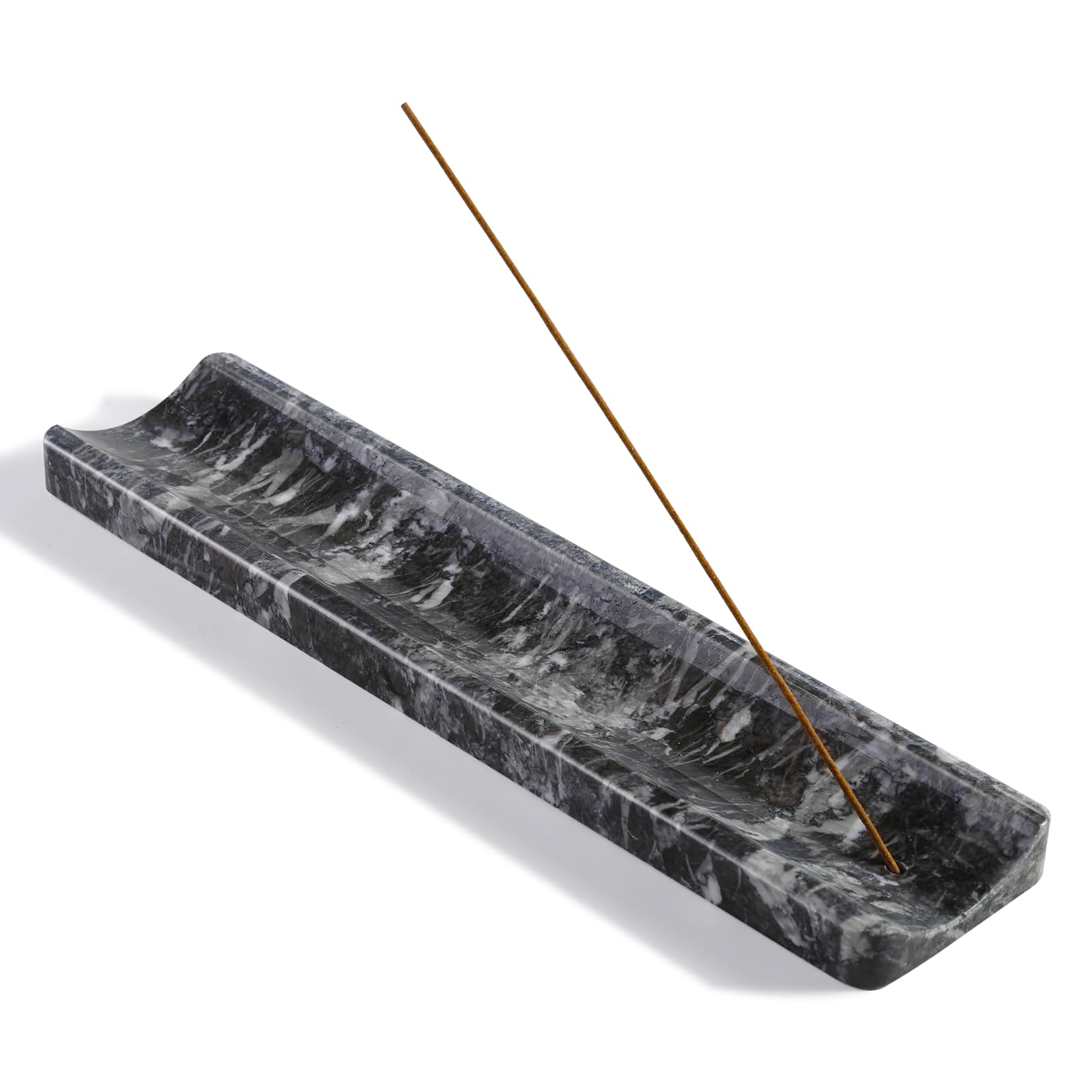 Koville Marble Incense Holder in black with natural patterns for serene rituals.
