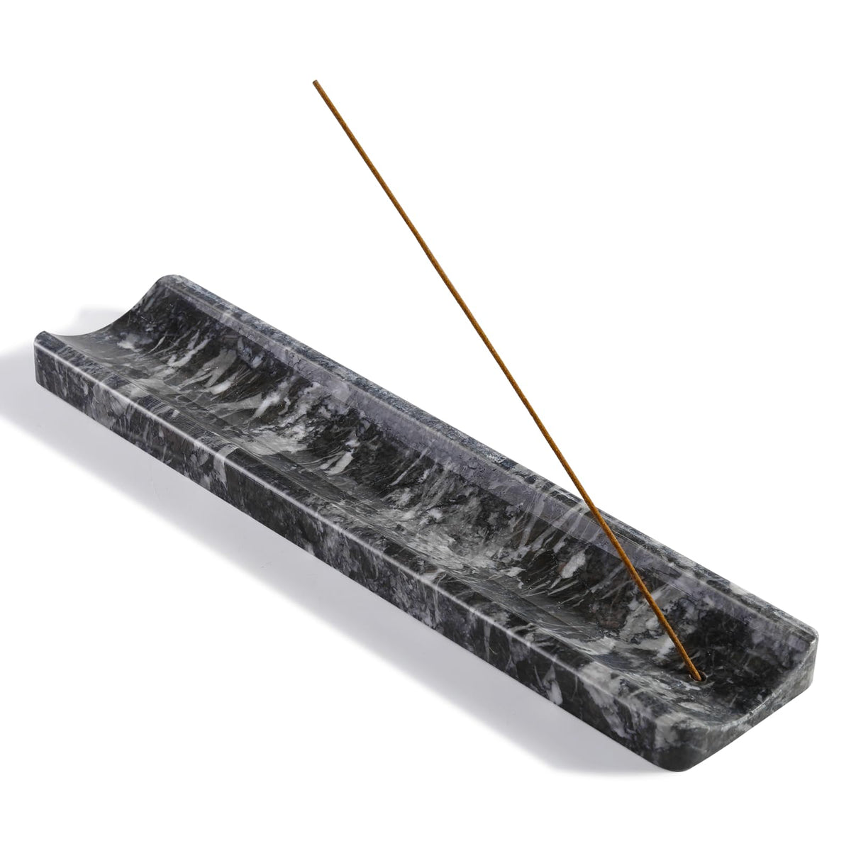 Koville Marble Incense Holder in black with natural patterns for serene rituals.