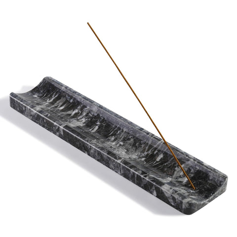 Koville Marble Incense Holder in black with natural patterns for serene rituals.