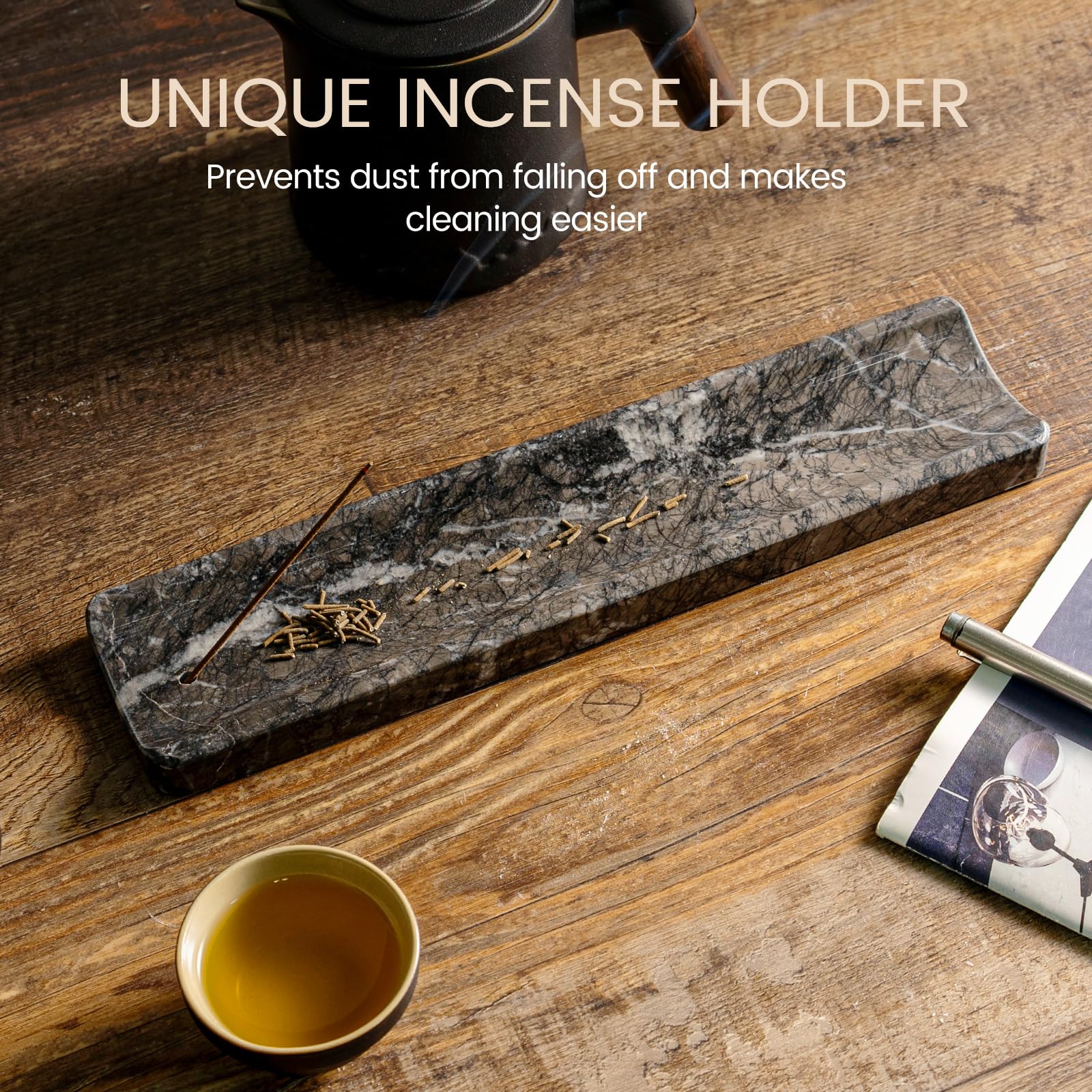 Koville handmade marble incense holder crafted by artisans for unique home decor.