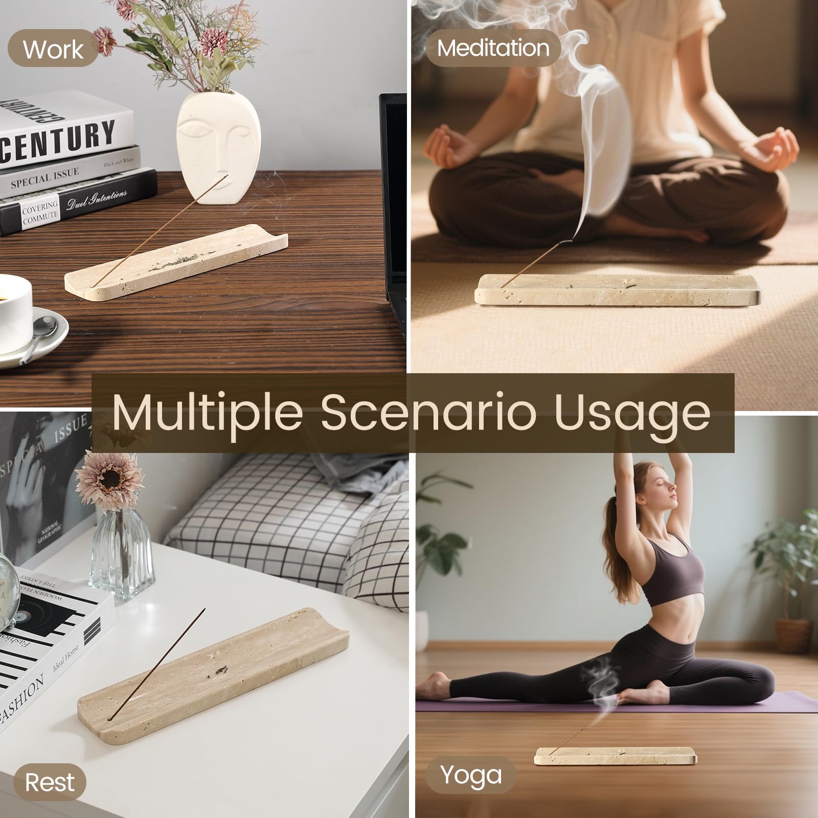 Koville incense holder in spa-like setting aids meditation