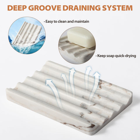 Koville marble soap dish dimensions 5.5x3.5 inches fits standard bars.