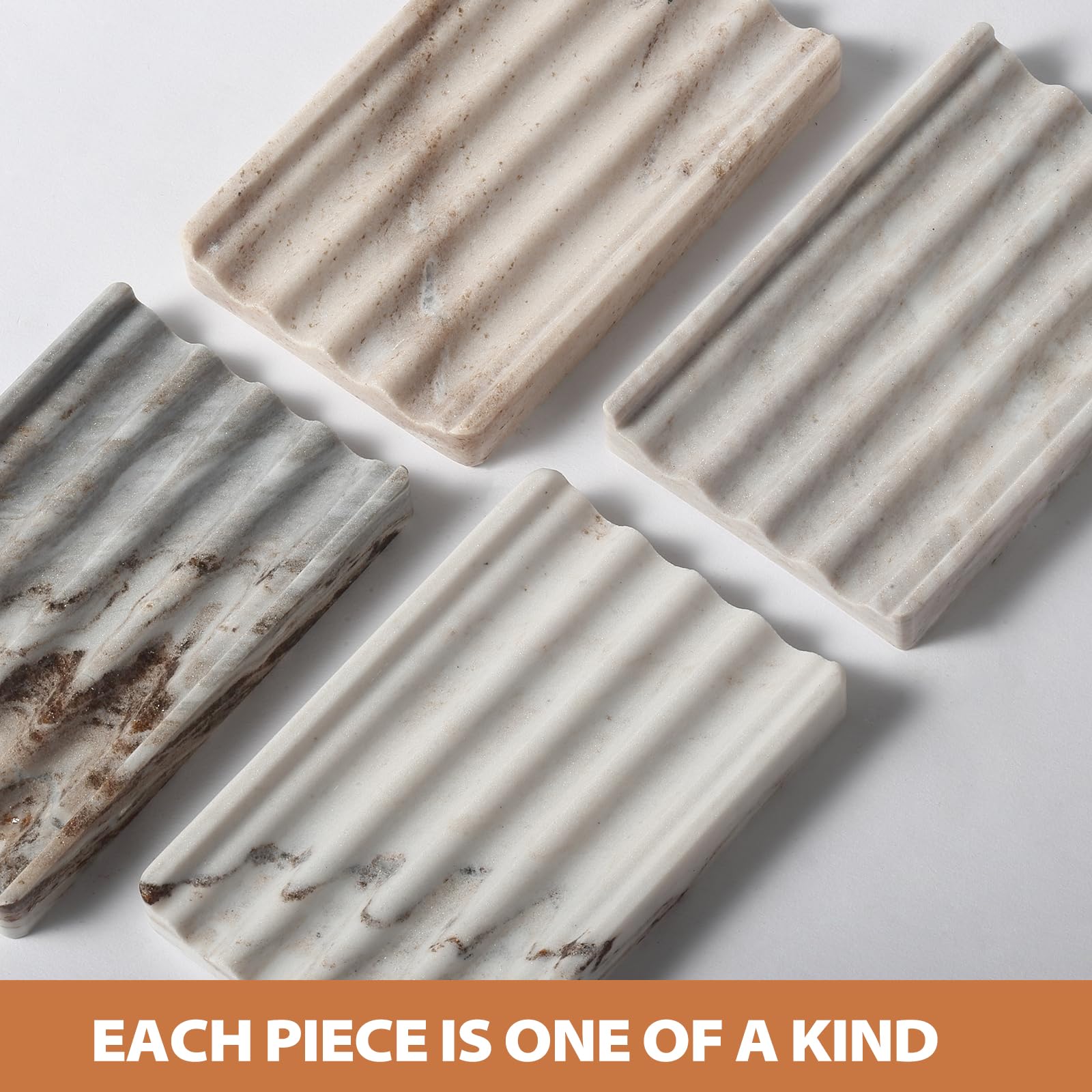 Koville marble soap dish dual grooves help keep soap dry and easy to lift.