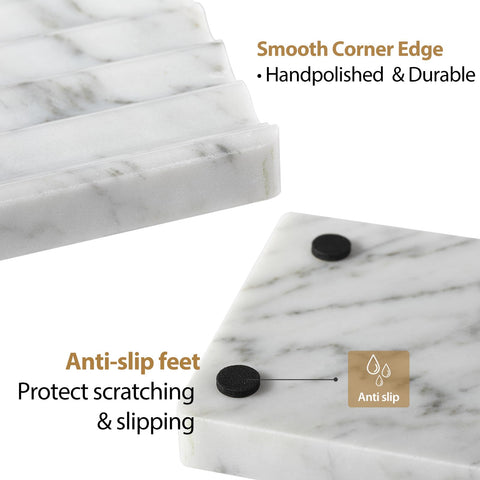 Koville marble dish stripe grooves close-up emphasizes drainage