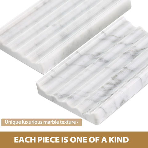 Koville marble dish stripe grooves detail for dry soap between uses