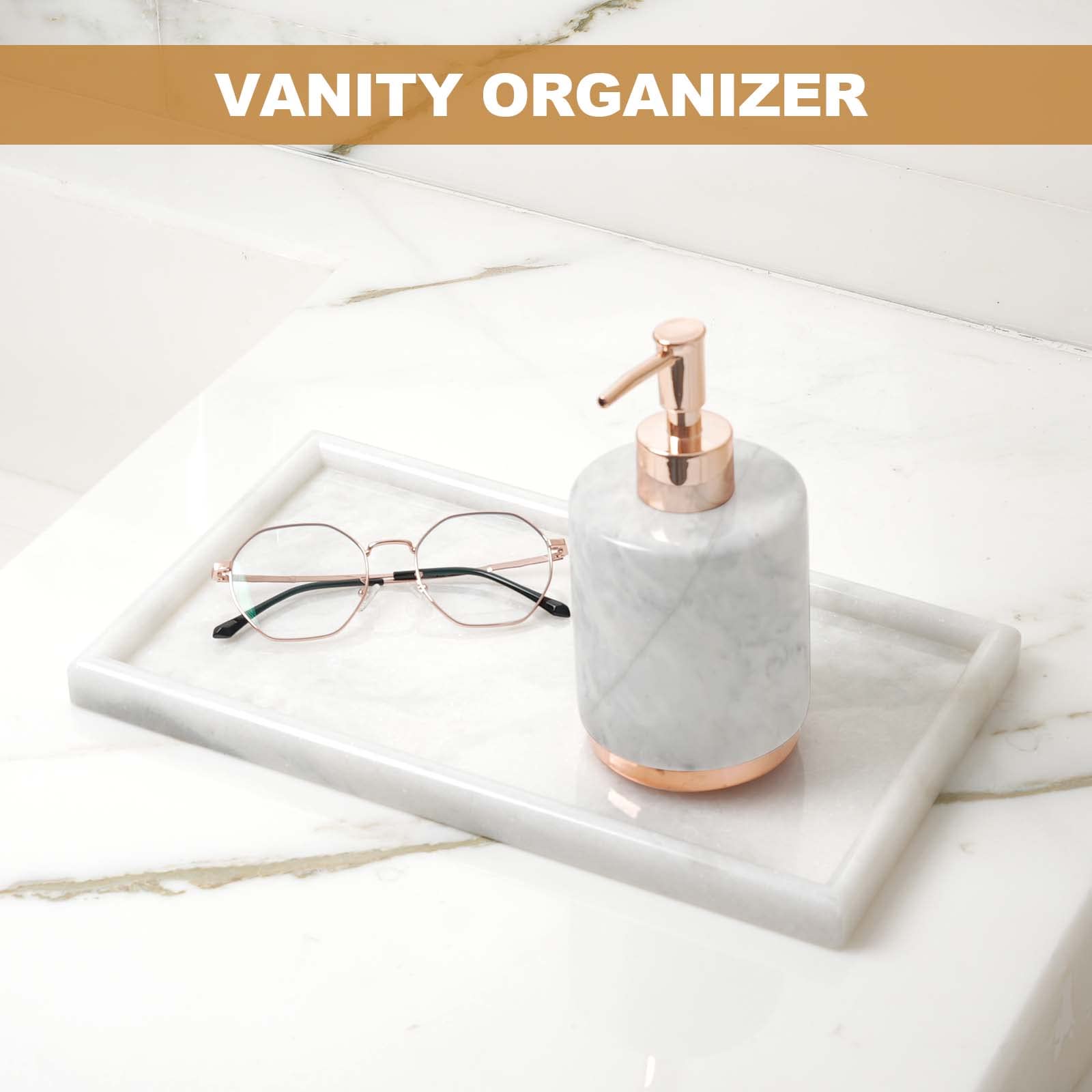 Koville marble tray perfume and candle setup enhances bedside atmosphere