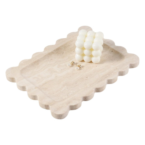 Koville scalloped marble tray close-up texture shows natural veining for elegant organization