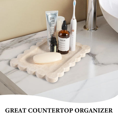 Koville scalloped marble tray kitchen counter helps reduce clutter