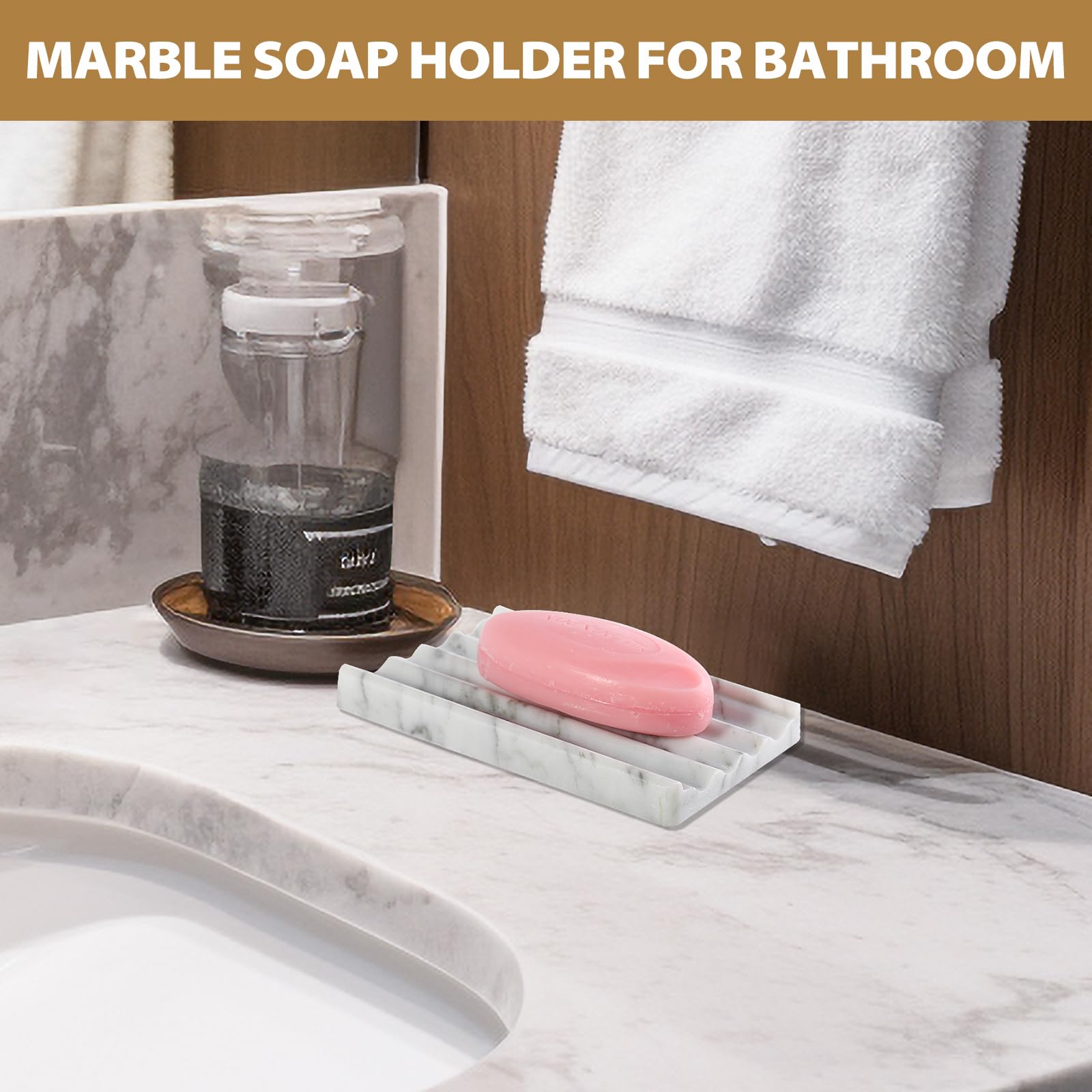 Koville compact marble tray keeps bars dry after use