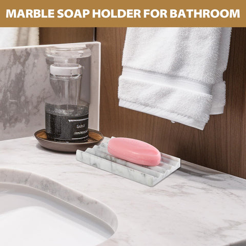 Koville compact marble tray keeps bars dry after use