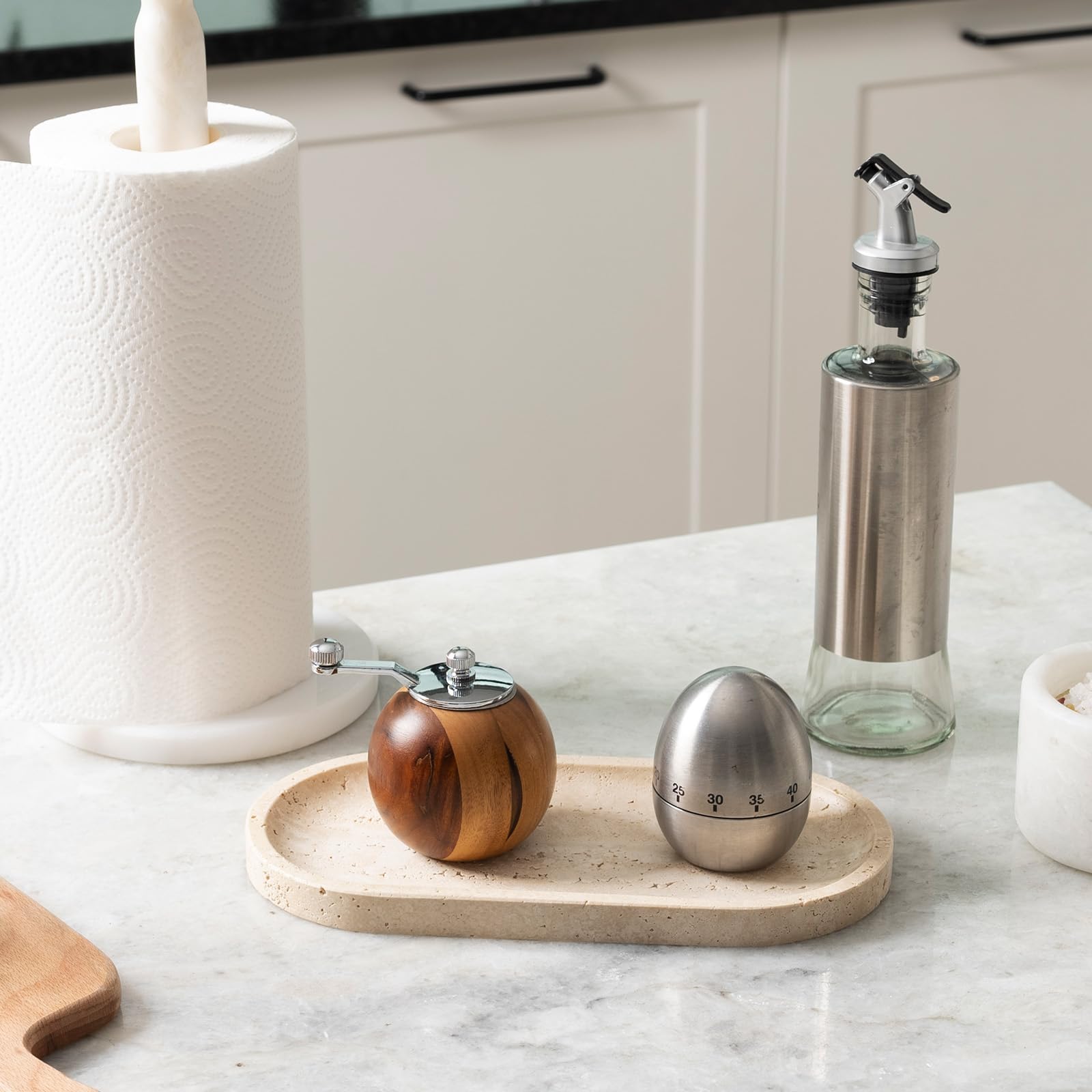 Koville travertine tray makes a thoughtful gift for stone lovers and designers.