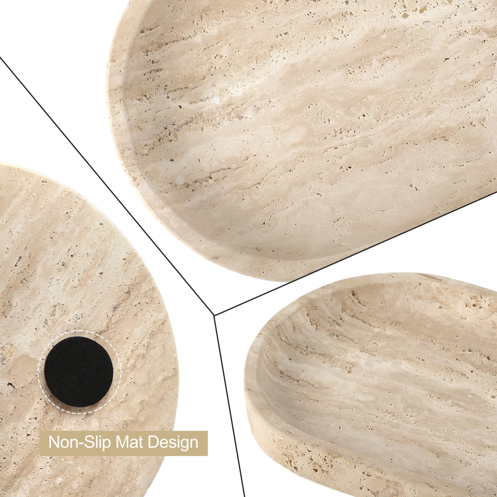 Koville travertine tray jewelry storage on a stylish dresser display.