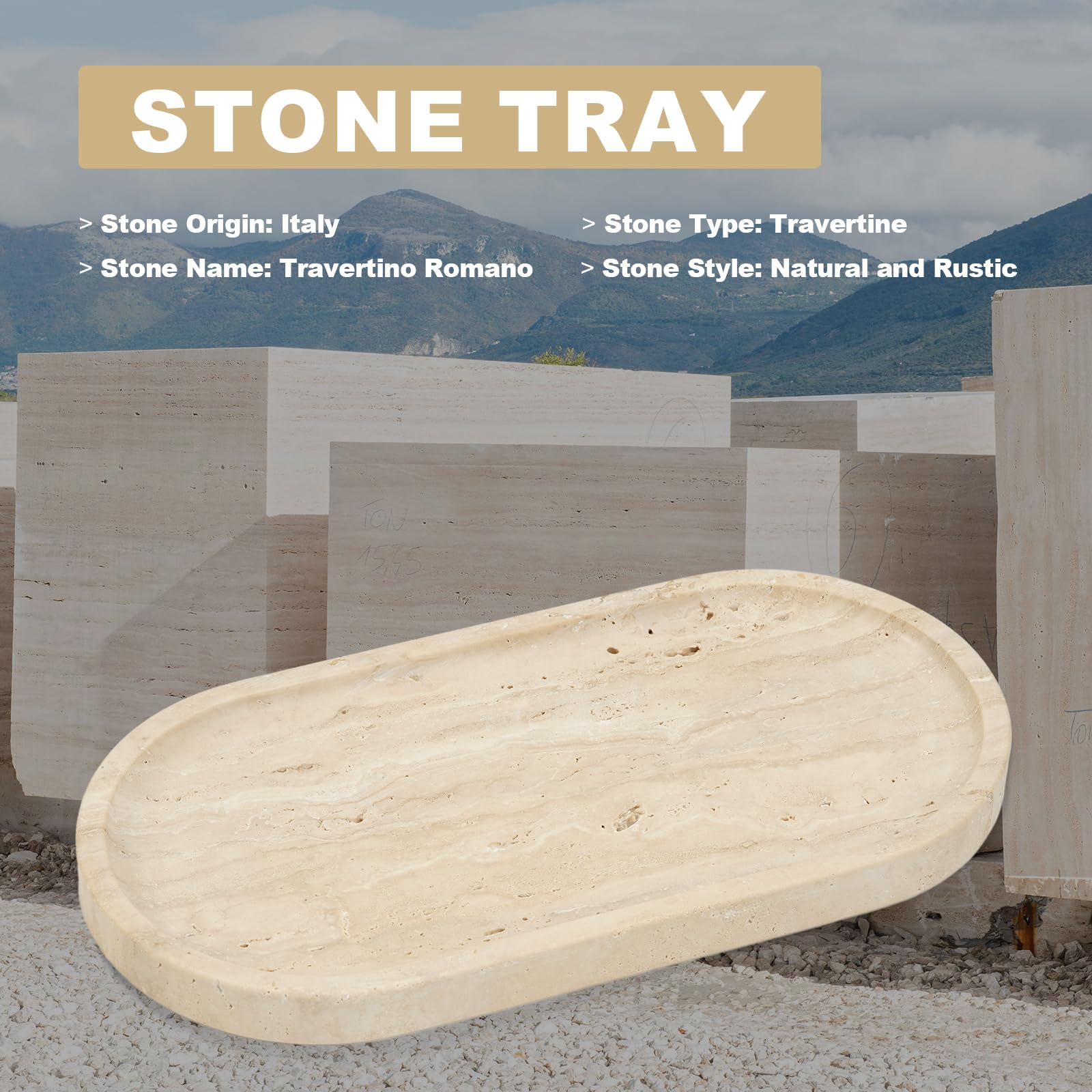 Koville Travertine Tray on office desk provides stylish organization tidbits.