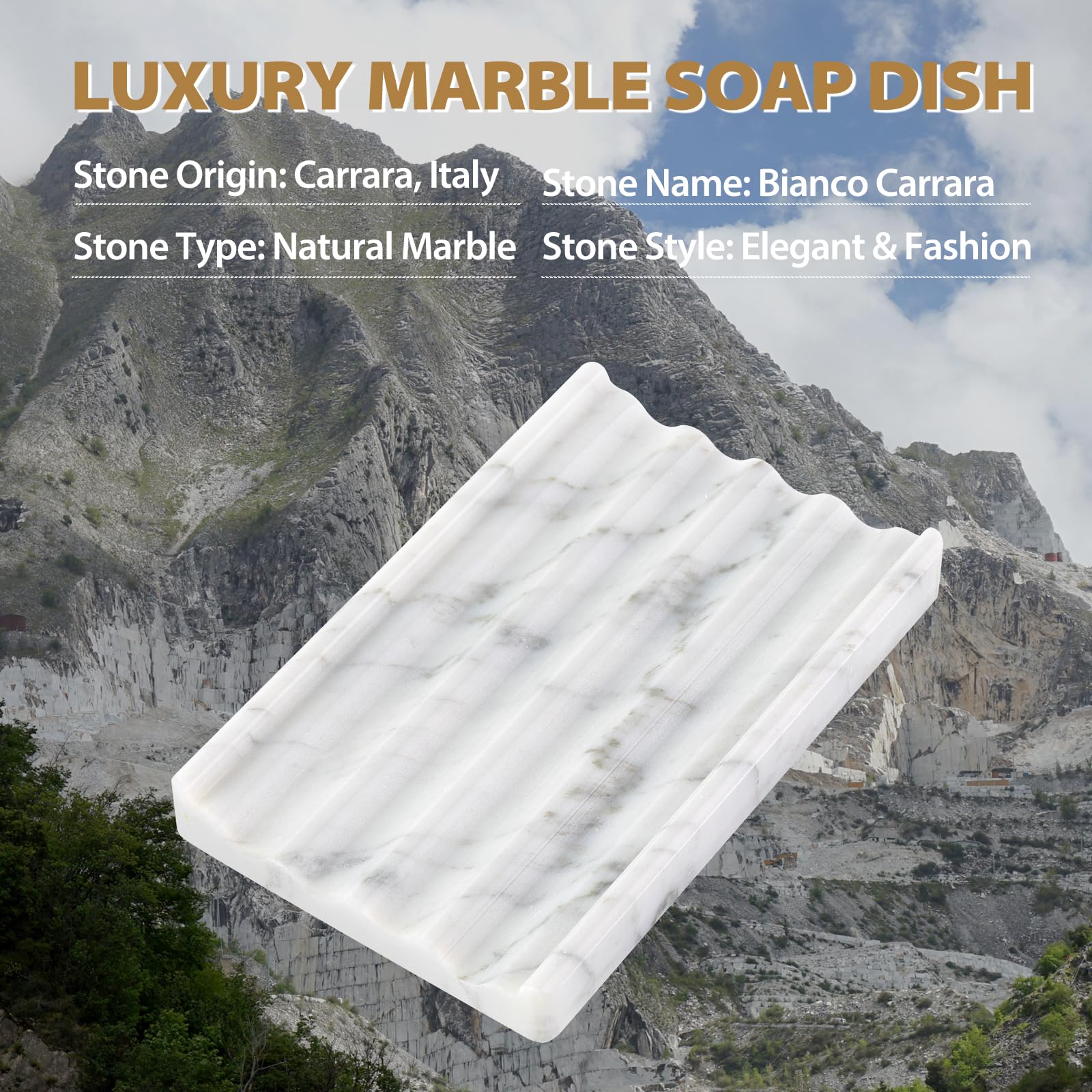 Koville two-pack Bianco Carrara set ready for shower and sink