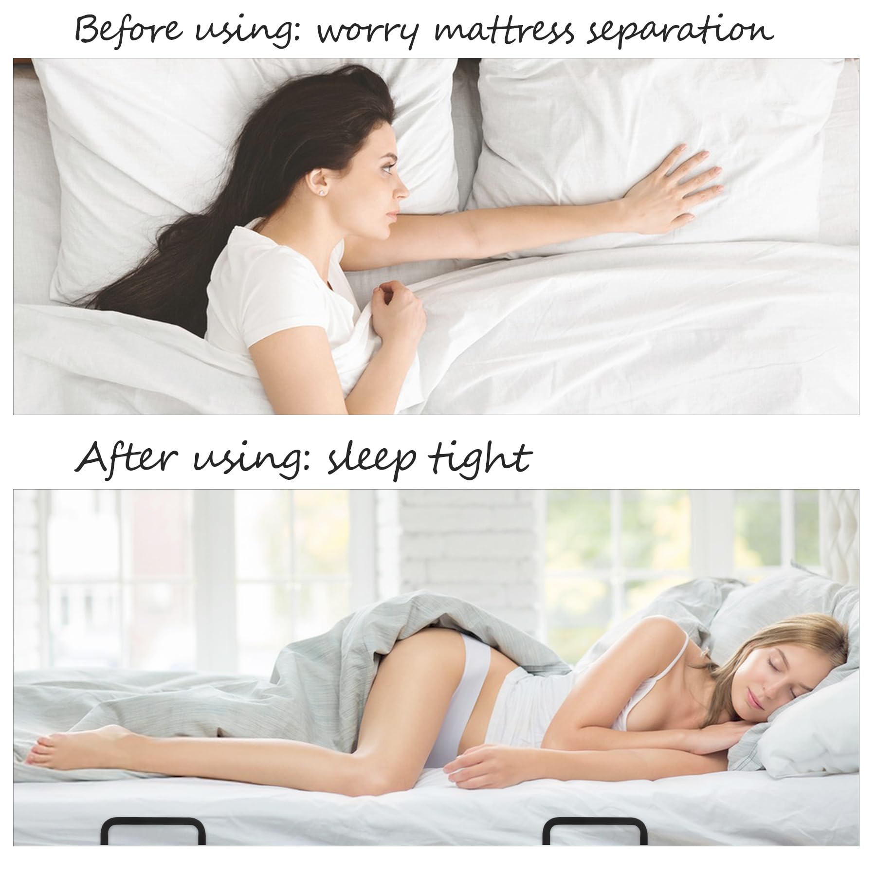 KOXHERO retainer bracket secured on a platform bed provides a tight, non-slip fit.