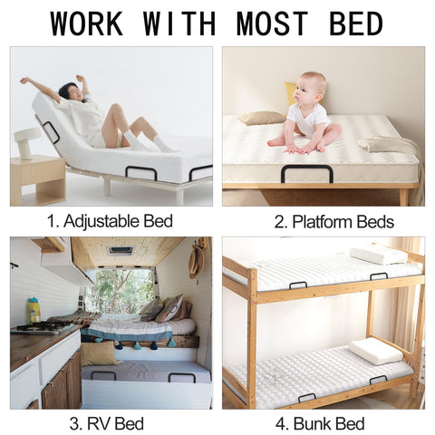 KOXHERO RV bed setup shows the bracket preventing mattress movement during travel.