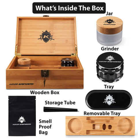 KOZO bamboo box with built-in lock—secure and stylish storage.